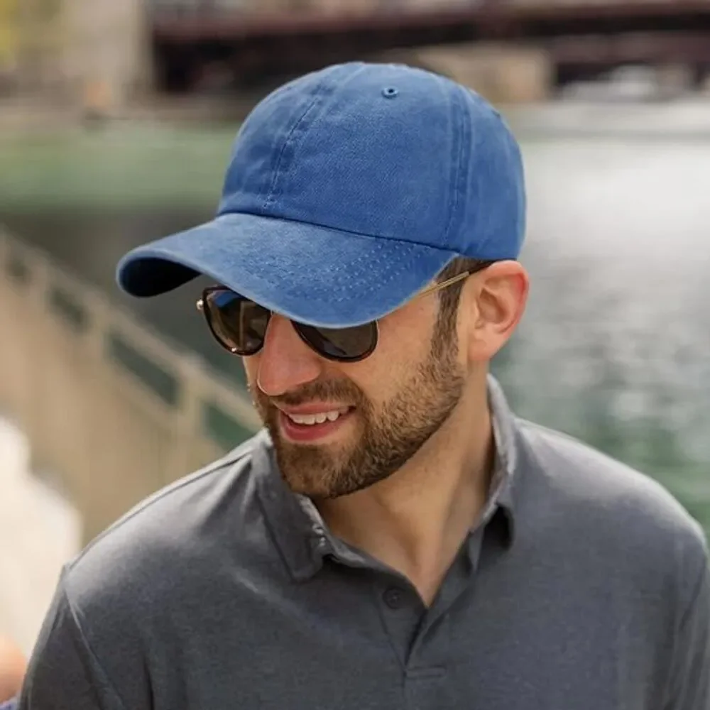 Unisex Light Blue Washed 100% Cotton Adjustable Size Strap Classic Baseball Cap